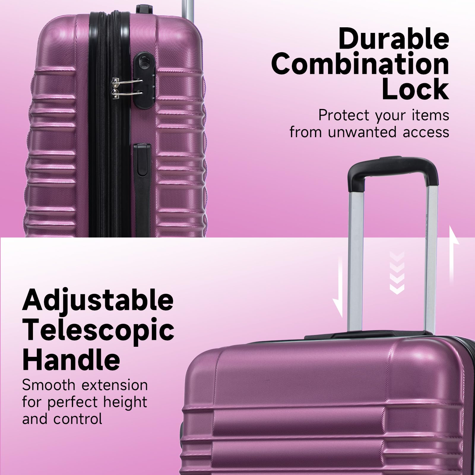 Set de Valise 3 Pièces (55/66/77cm),Lot Valise Rigide ABS Grande Taille Durable,Valise Soute avec 4 roulettes 360°,Sets de Bagages de Voyage