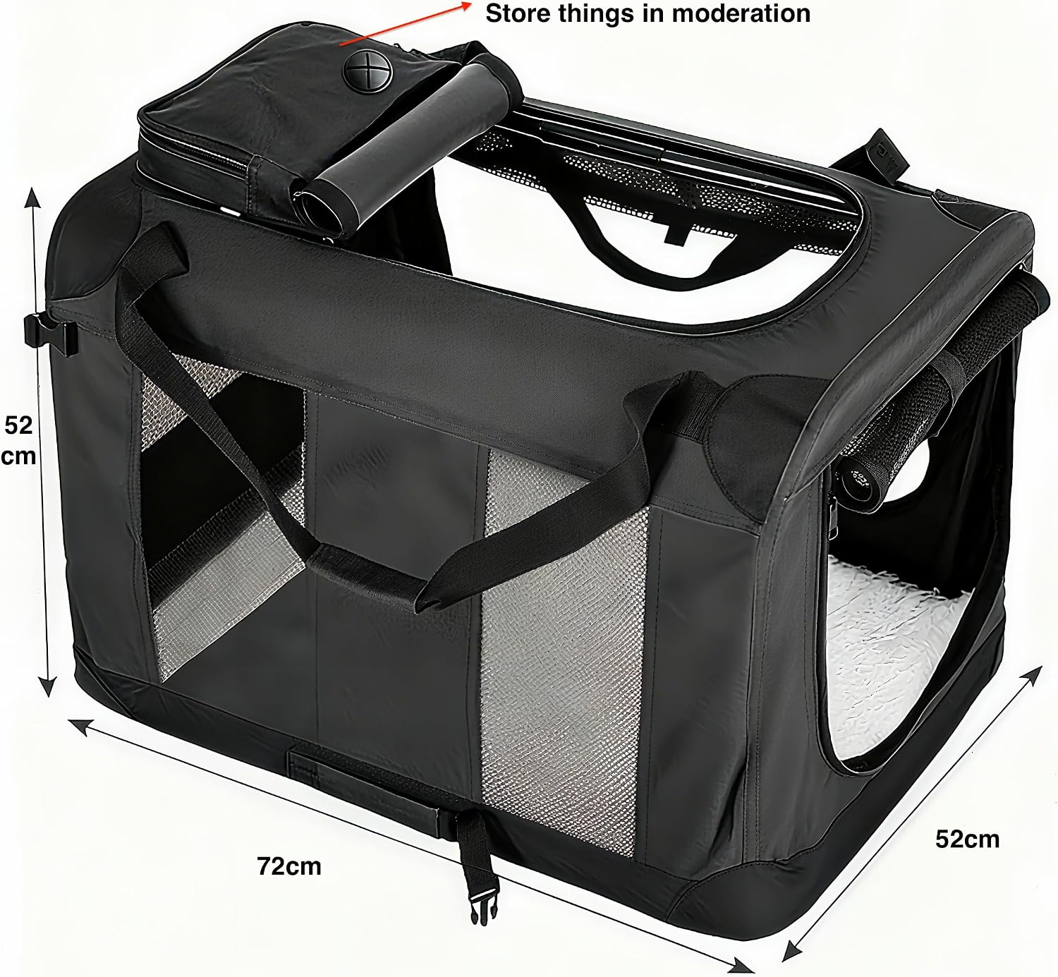 Five-Sided Breathable, Three-Door Portable Foldable pet cage, Indoor and Outdoor Small and Medium-Sized Dogs and Cats, car Travel pet cage, Black (28.3 inches ×20.5 inches ×20.5 inches)