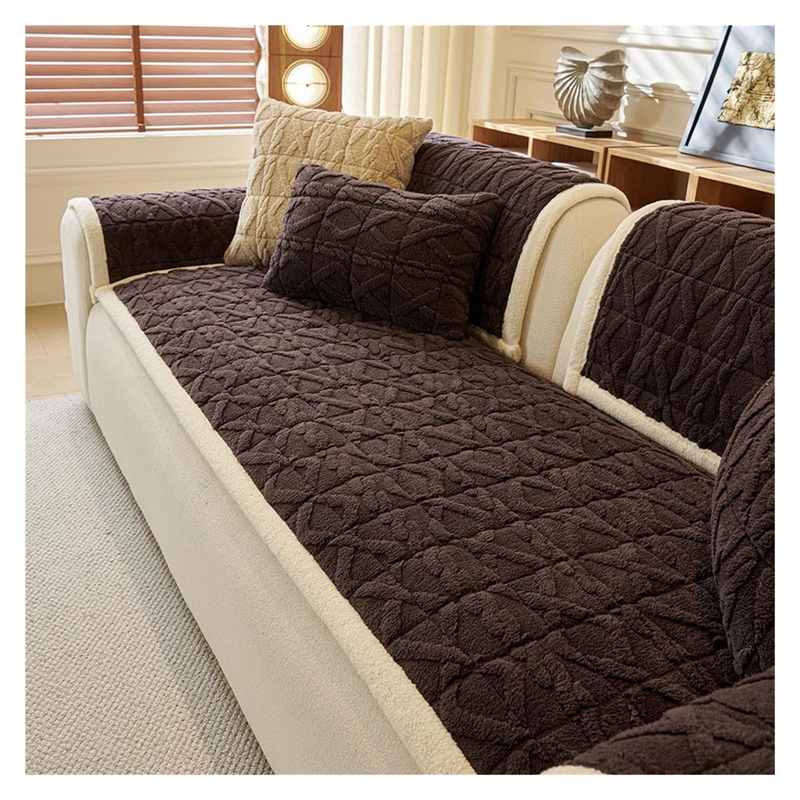 Coussin de canapé en velours doux chaud antidérapant et lavable