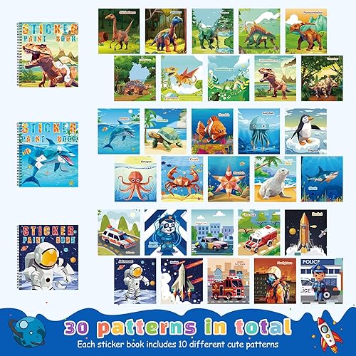 Miniatura 10 de homicozy 3 libros de pintura con calcomanías para niños de 4 a 10 años, diseños de animales de sirena de unicornio, pintura por números, regalos de