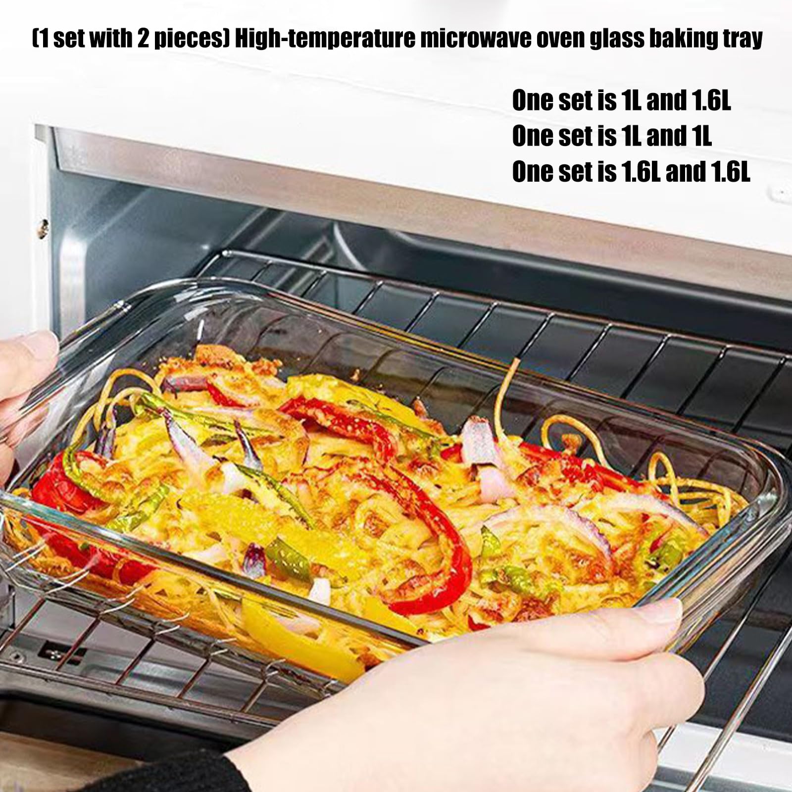 Bandeja de vidrio resistente a altas temperaturas para horno microondas y cocinas, cocina segura con diseños transparentes