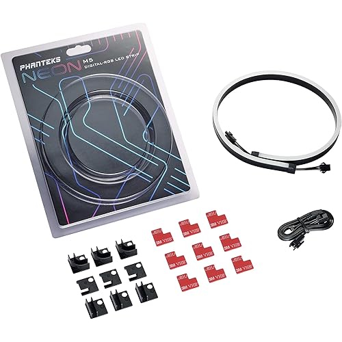 Phanteks NEON Digital-RGB LED Strip M5 (PH-NELEDKT_M5) – 1x 550mm Smooth Lighting Strip, Full-Color Range, Flexible mounting