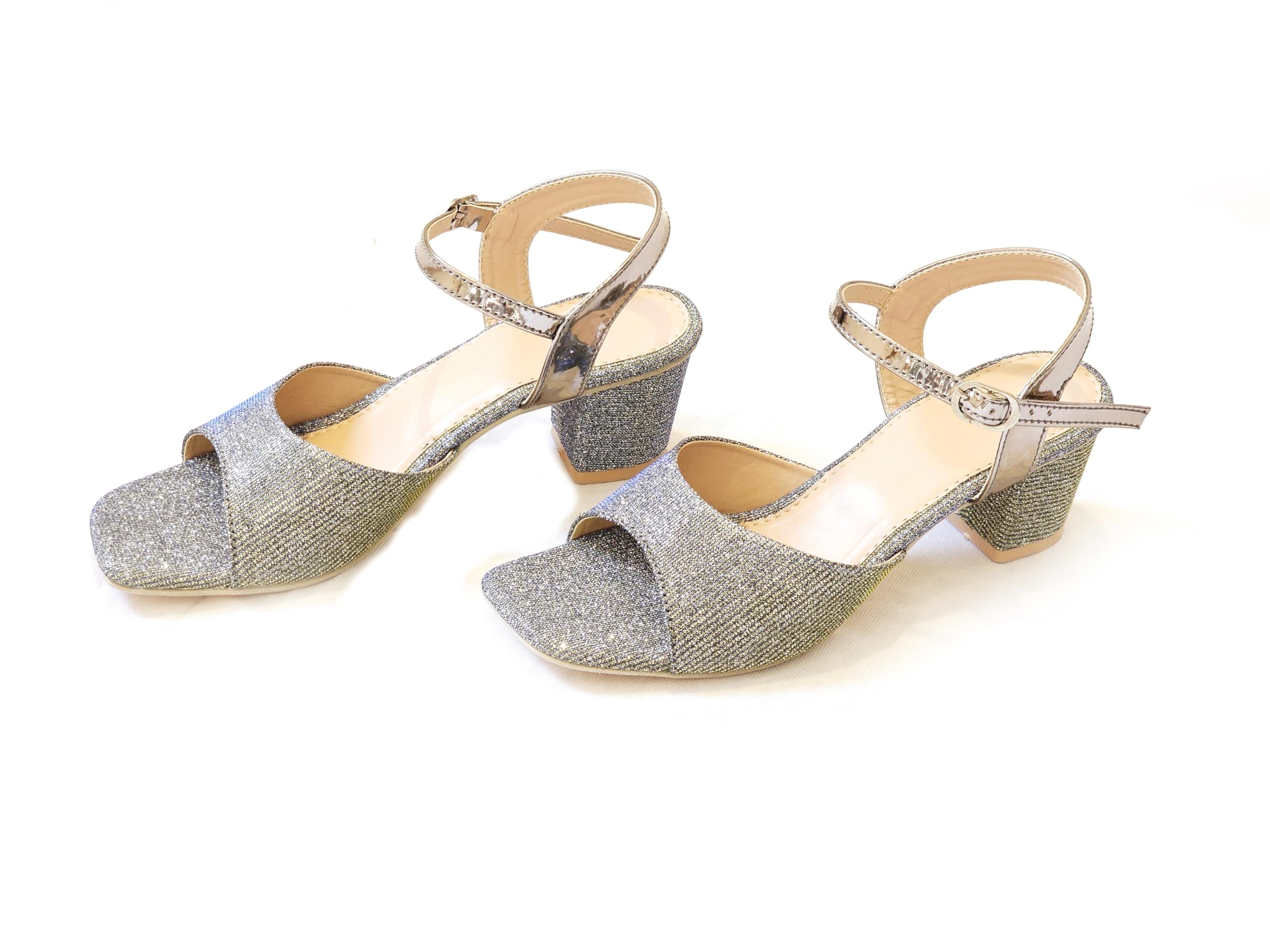 Aviva style Womens Sandal | Trendy Block Heel Sandals for Women | Daily Use Branded & Stylish Slippers (Article-231-Shimmer Silver-3) (B0CSDB59FH) Amazon Price History, Amazon Price Tracker