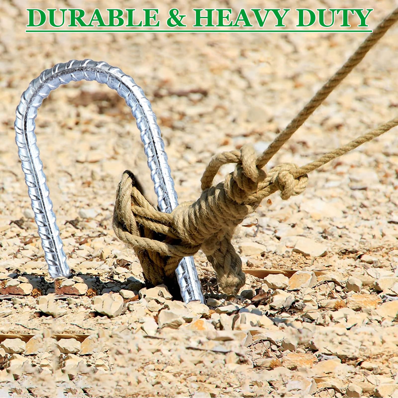 YOUNTHYE Zeltheringe aus Metall, robust, 30 cm, Bodenheringe, verzinkter Stahl, Bodenpfähle, Bewehrungszelt-Heringe, Trampolin-Heringe, J-Haken für Zelte, Schaukel, Trampolin, Fußballnetze, 30 Stück