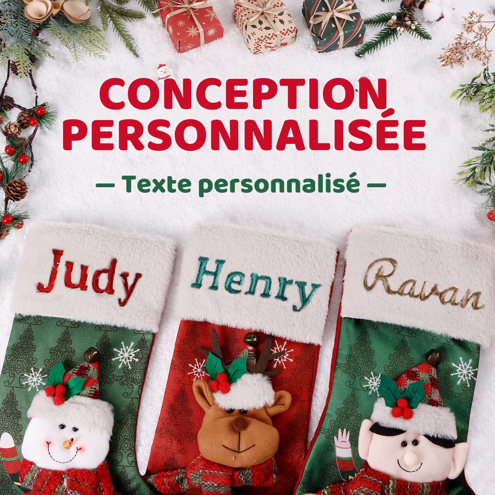 Witfox Chaussette De Noël Personnalisée Avec No - Chaussette De Noël