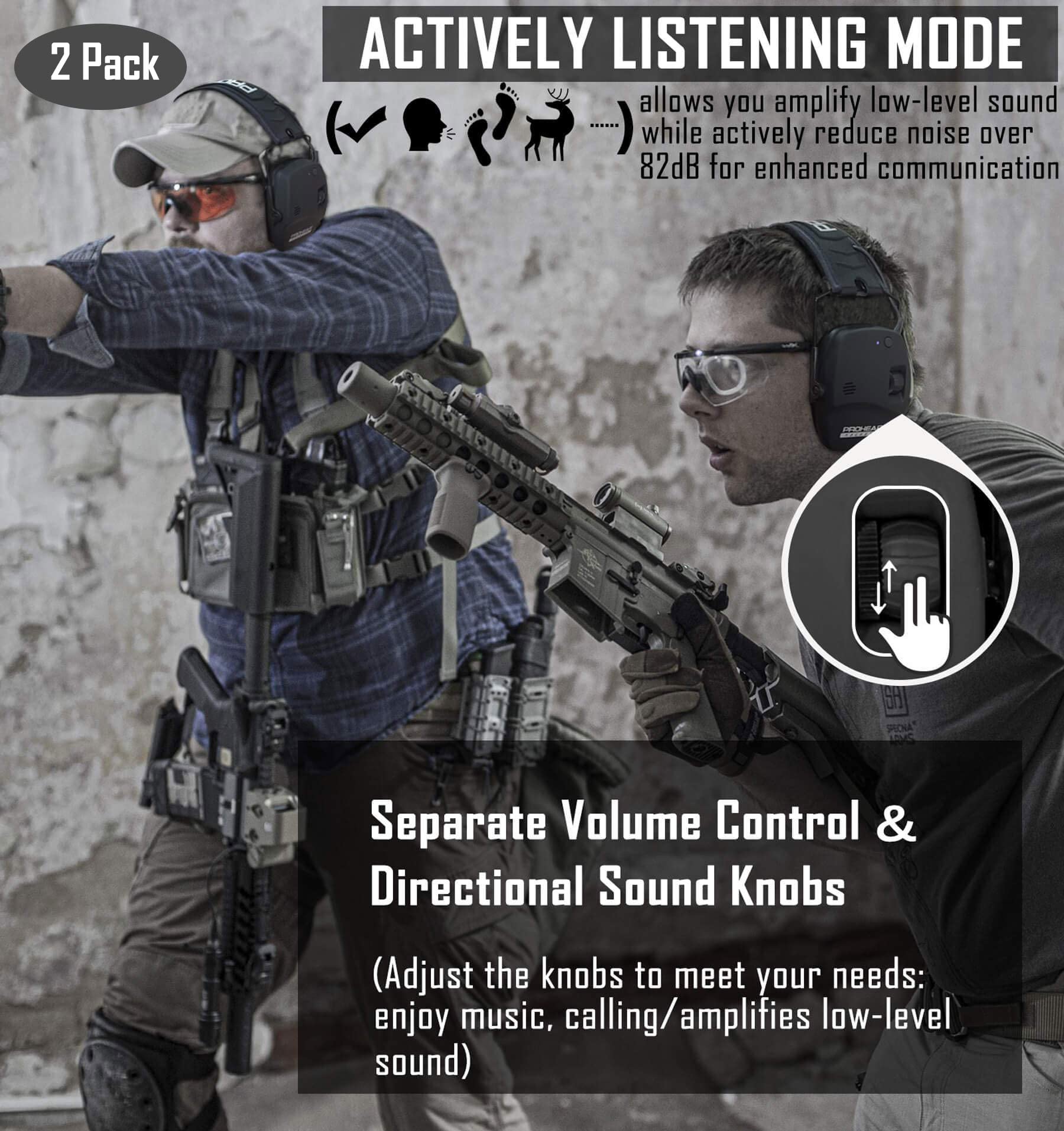 PROHEAR 030 2 Pack Bluetooth Shooting Ear Muffs-Black - Dettaglio