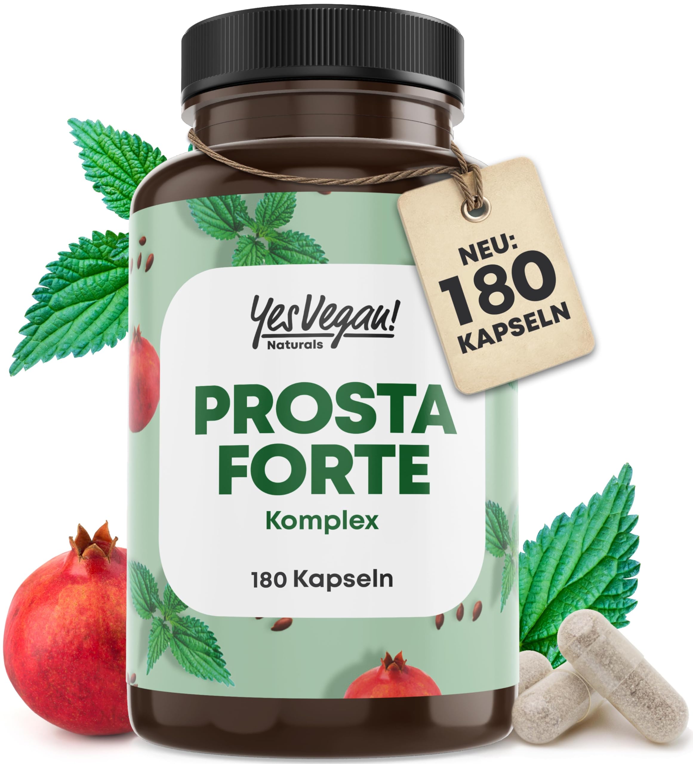 Prosta Forte Kapseln hochdosiert (180 Kapseln) u.a. aus Kürbiskern, Brennnessel, Granatapfel, Sägepalmenextrakt, Selen uvm. – Vegan