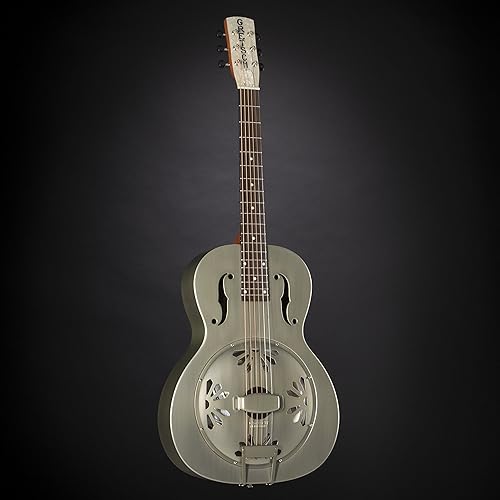 Miniatura 9 de Gretsch G9201 Honey Dipper Round-Neck, Brass Body, and Padauk Fingerboard 6-String Resonator Guitar (Right-Handed, Weathered Pump House Roof)