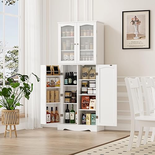 Miniatura 5 de HOSTACK Armario de almacenamiento de despensa de cocina, armario de despensa de 64 pulgadas de alto, armario de almacenamiento de cocina moderno con