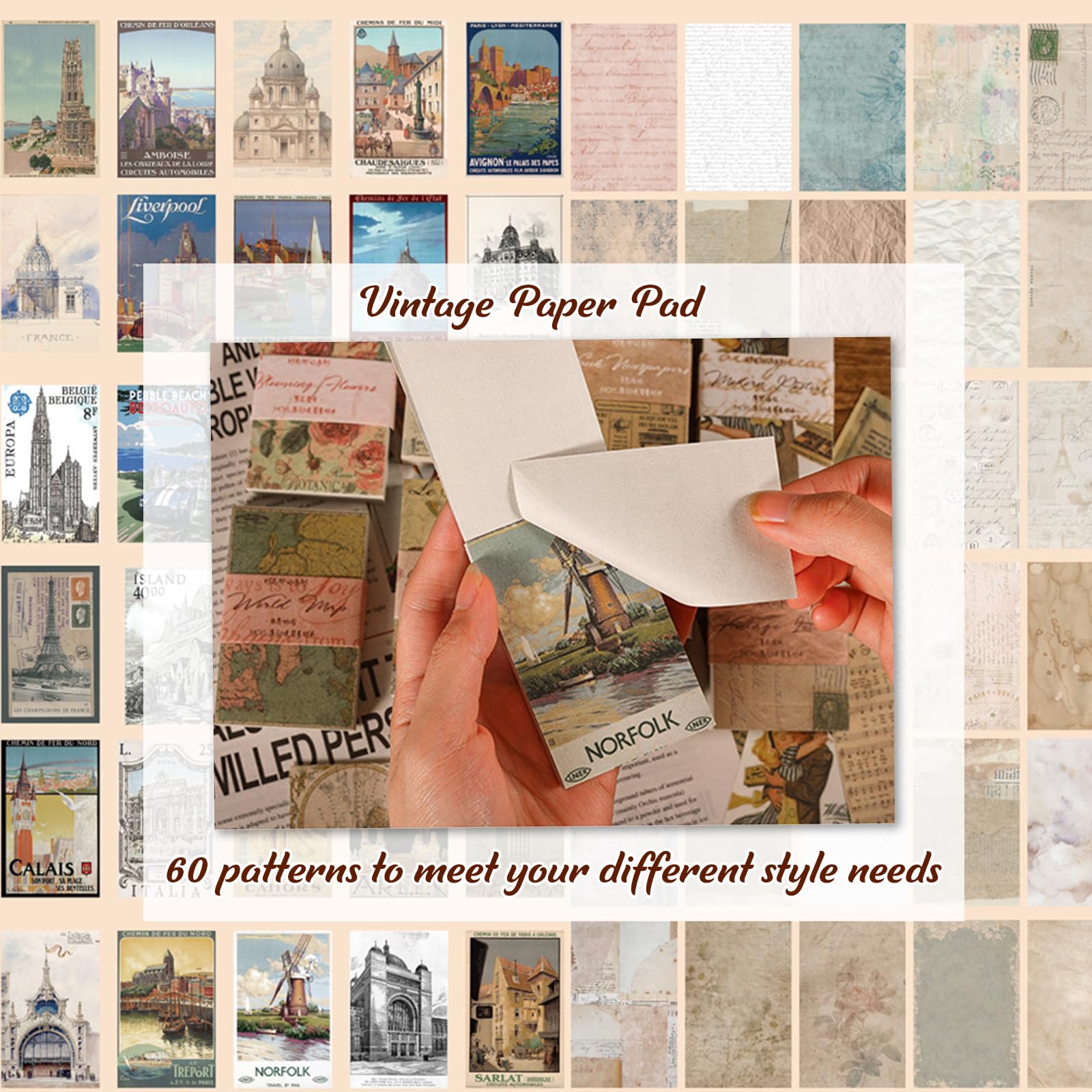 Amazon.com: 565 Pcs Vintage Scrapbook Paper Kit, Scrapbook Paper