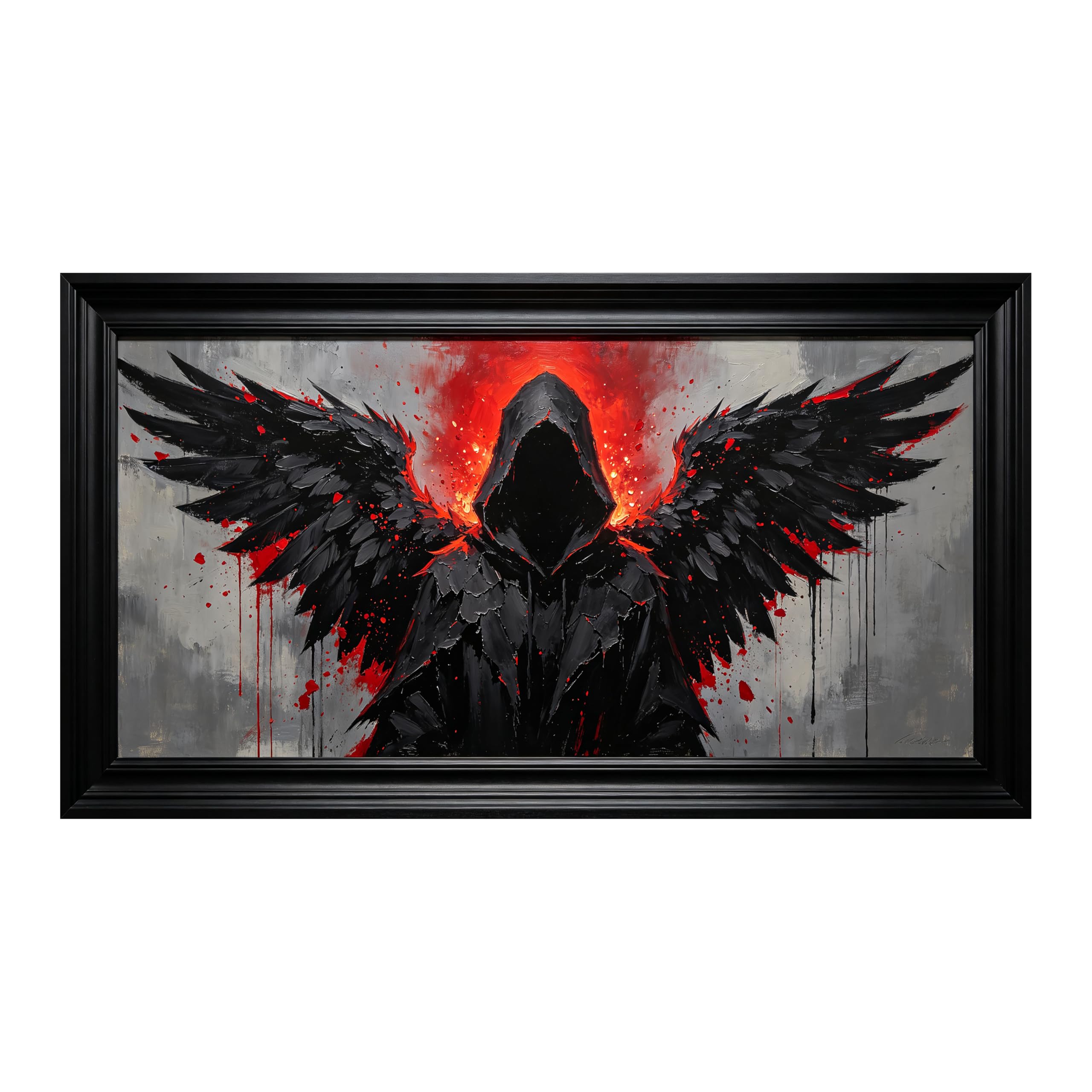 Yzpallescene Art260711028 3D Framed Wall Art Gothic Winged Figure Abstract Oil Painting Large Size Selfadhesive Removable Wall Decor Prints Artwork For Living Room Bedroom Office