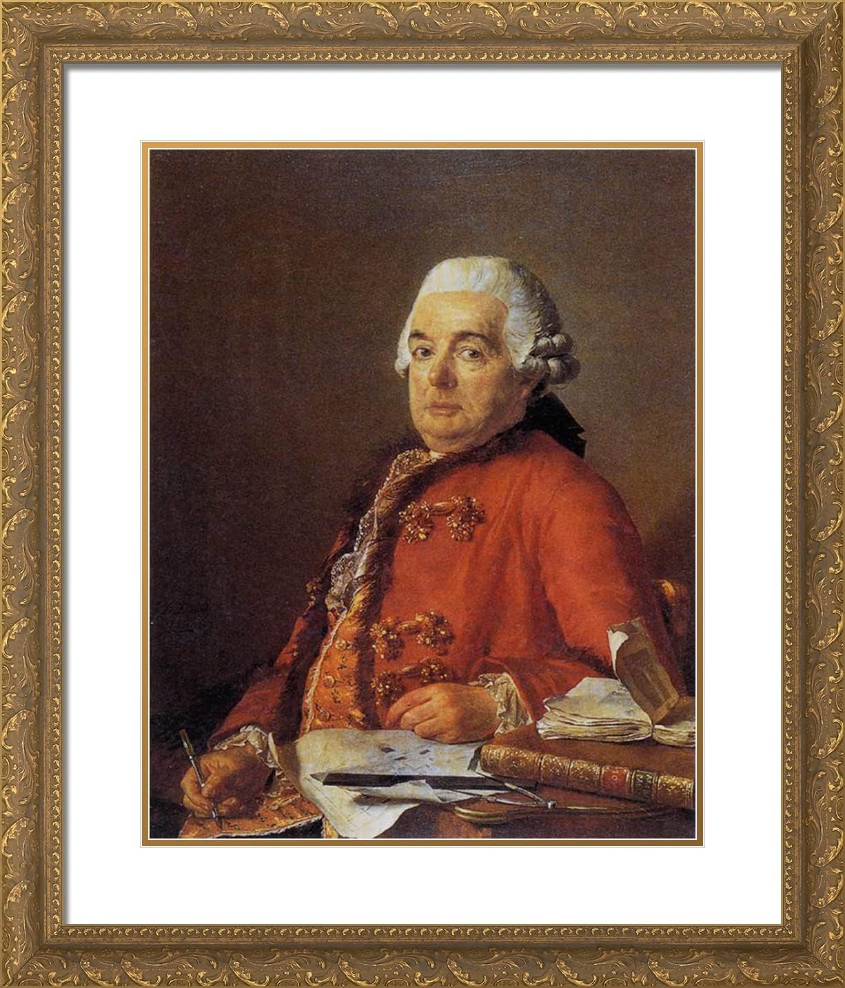 ArtDirect David, Jacques-Louis 20x23 Gold Ornate Framed Art Print with Double Matting Titled: Portrait of Jacques Francois Desmaisons