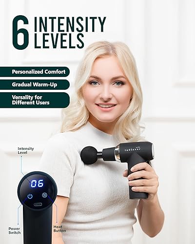 Miniatura 5 de Pistola de masaje con mango de extensión desmontable para masaje muscular de tejido profundo - Masajeador de mano con calefacción de percusión de