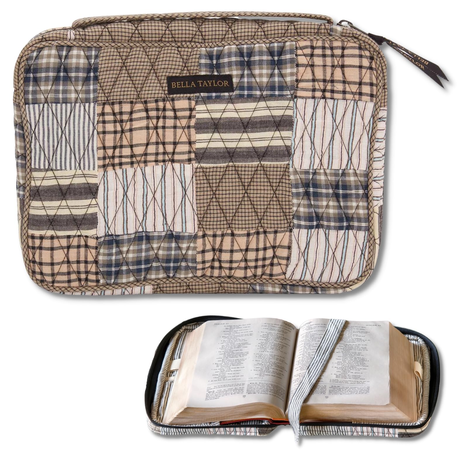 Bella Taylor Quilted Bible Cover for Women - Large Study Bible Case - Ashmont