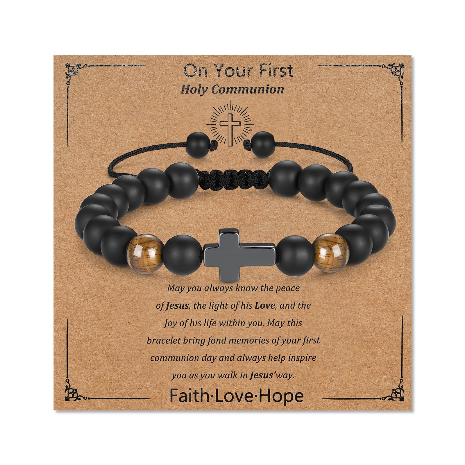 ToplstudConfirmation First Holy Communion Gift for Boys - Cross Bracelets for Son Grandson Brothers Nephew - Birthday Graduation Gift Bracelets for Boys - Religious Jewellery Present for Christians