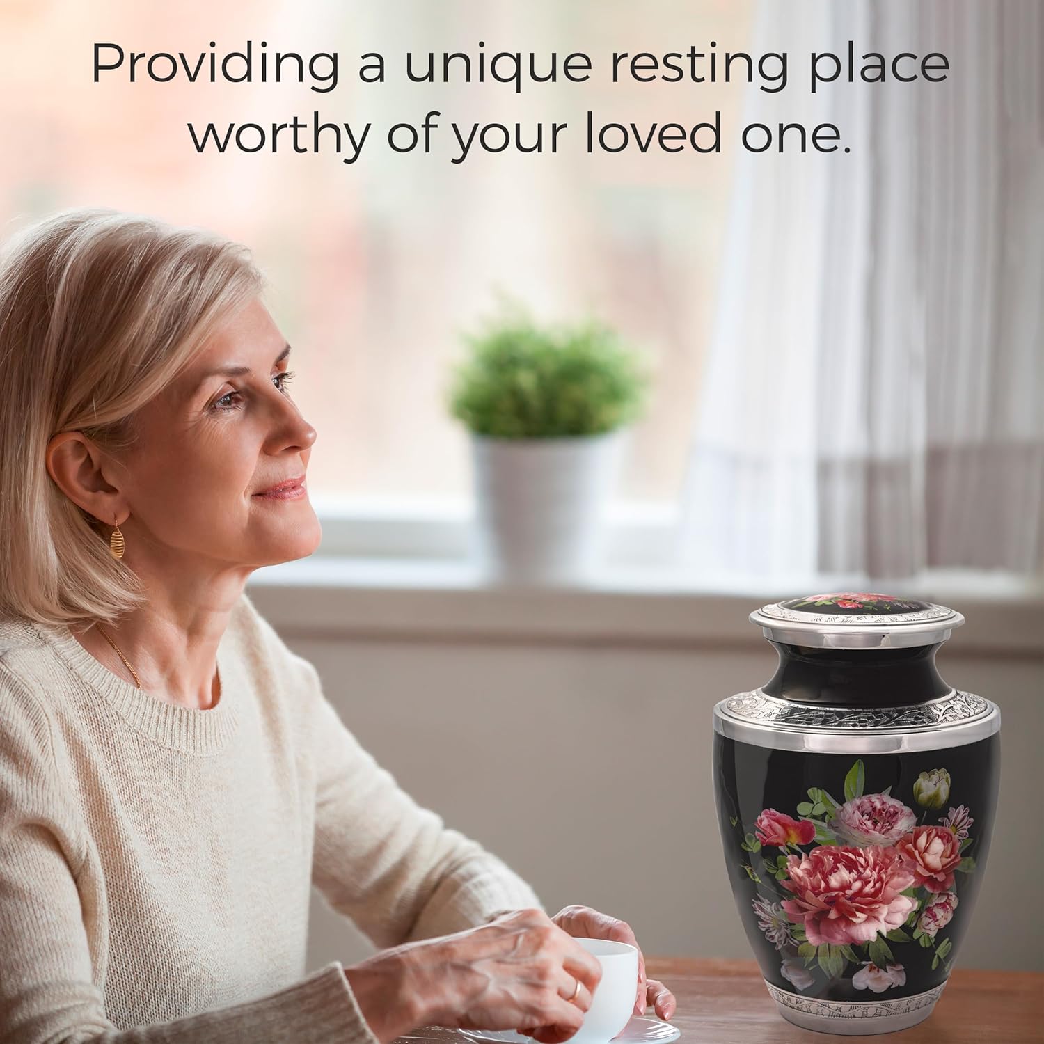 Peony Bouquet Ashes urn. Cremation urns for Human Ashes Adult Female mom. Decorative urns for Adult Female