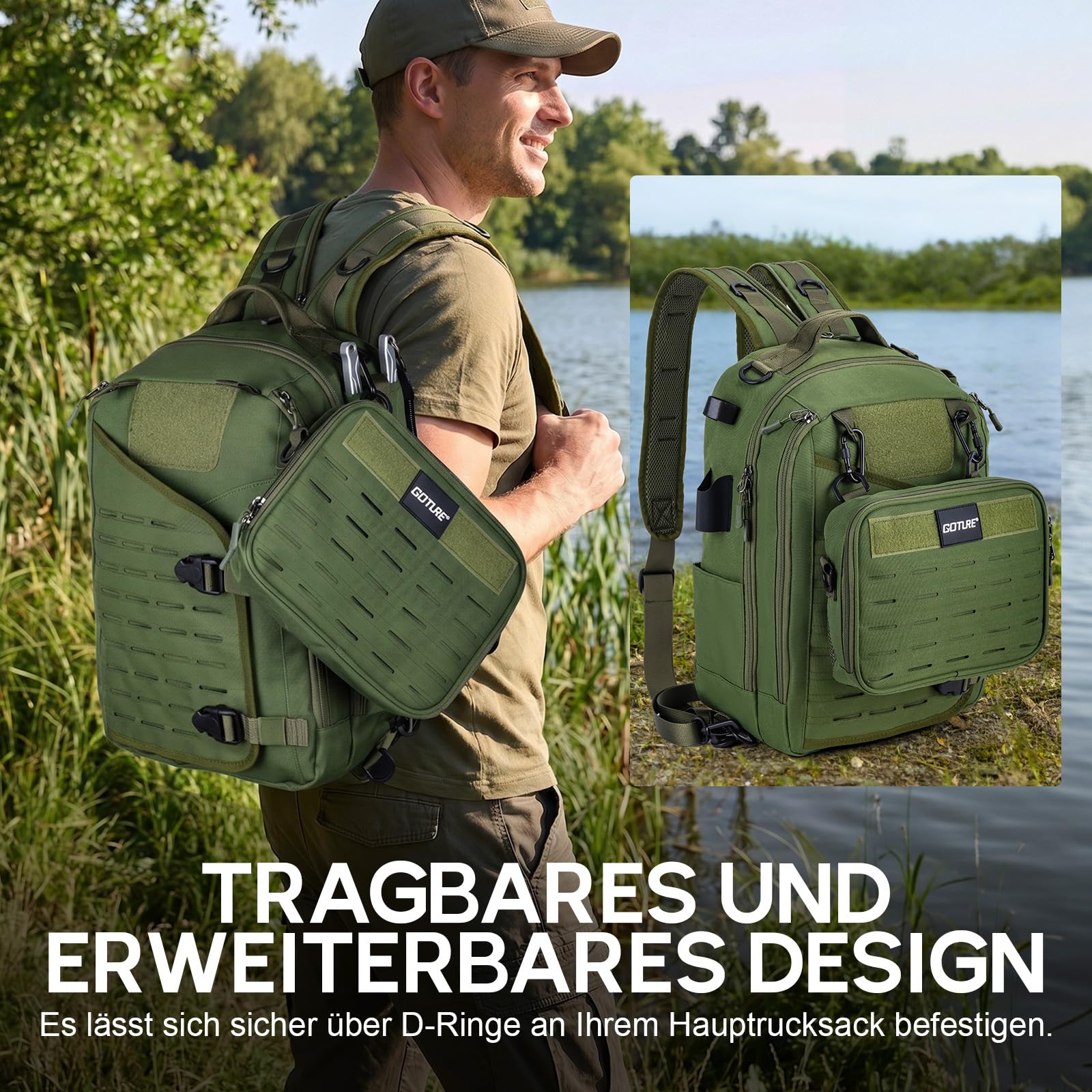 Goture 20L Angel-Sling-Tasche – Angelrucksack 900D Oxford, wasserabweisend