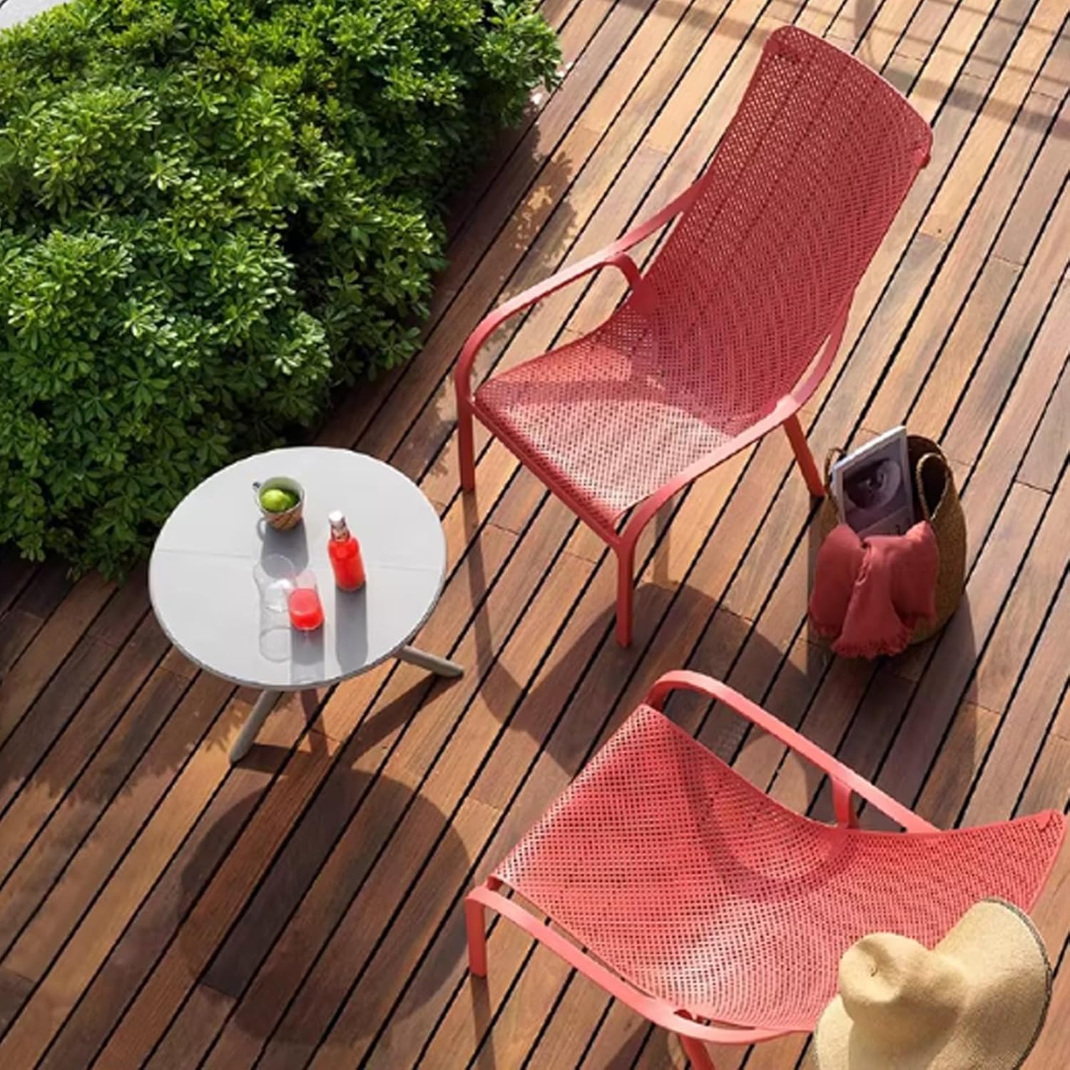 Outdoor Balcony - One Table and Two Chairs Garden Courtyard Terrace Small Round and(B)