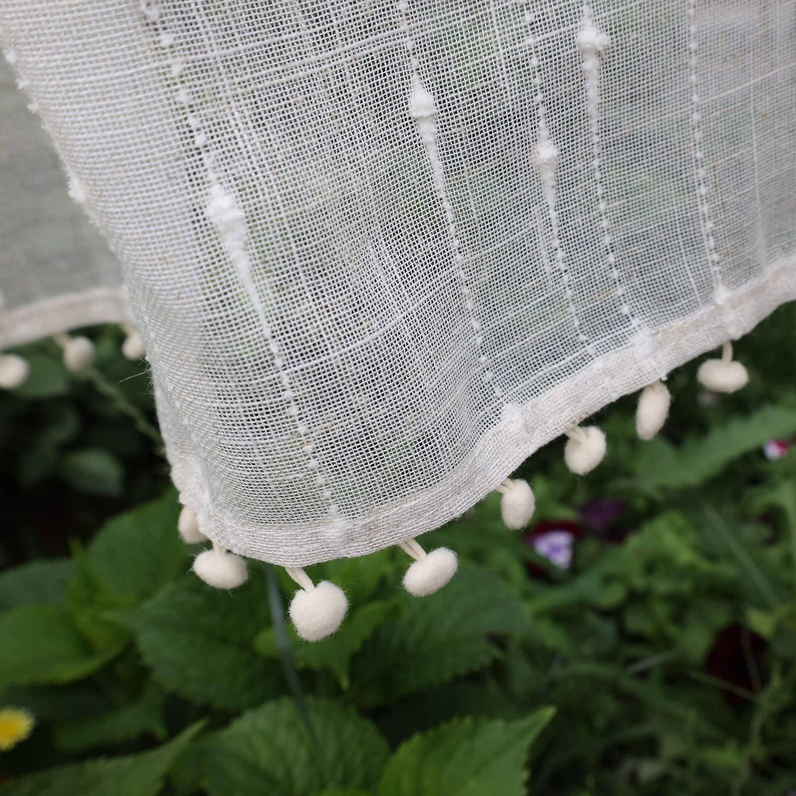 TOPICK Tendine Per Finestre In Lino Semitrasparenti, Per Soggiorno, Casa Di Campagna, Piccole Finestre, 65 X 60 Cm, Colore Naturale