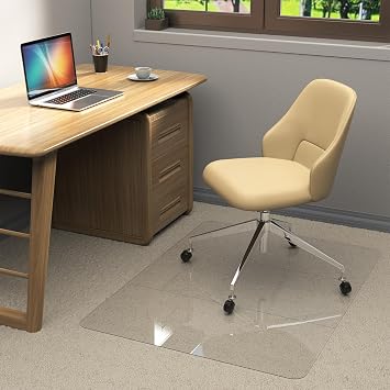 Heavy Duty Crystal Clear Office Chair Mat for Hardwood & Carpet Floors,36 x 48 - Upgraded Tri-Fold Transparent Desk Chair Mat for Office Home