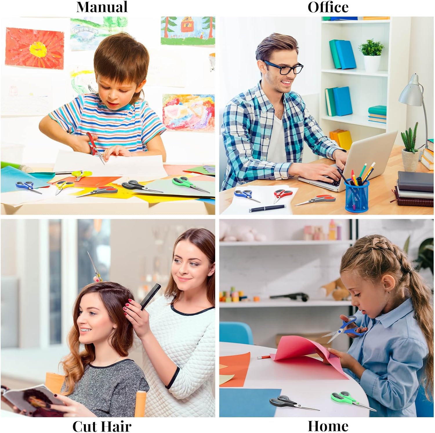 WILLBOND 90 Pack Scissors Bulk 8" Multipurpose Professional Heavy Duty Multi Color Stainless Steel Scissors with Comfortable Handles for Office School Craft Sewing Home DIY Craft Supplies