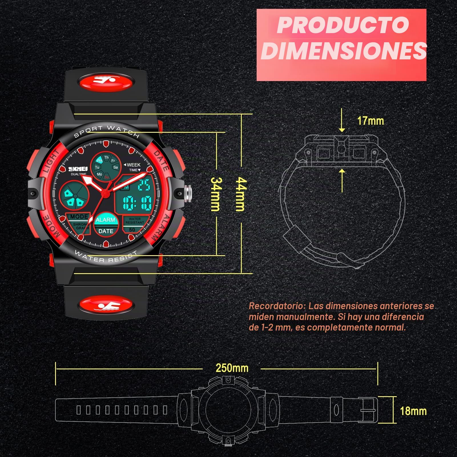 Dislocati Reloj Despertador Digital LED Multicolor Impermeable para niños – Regalos & Juguetes niños