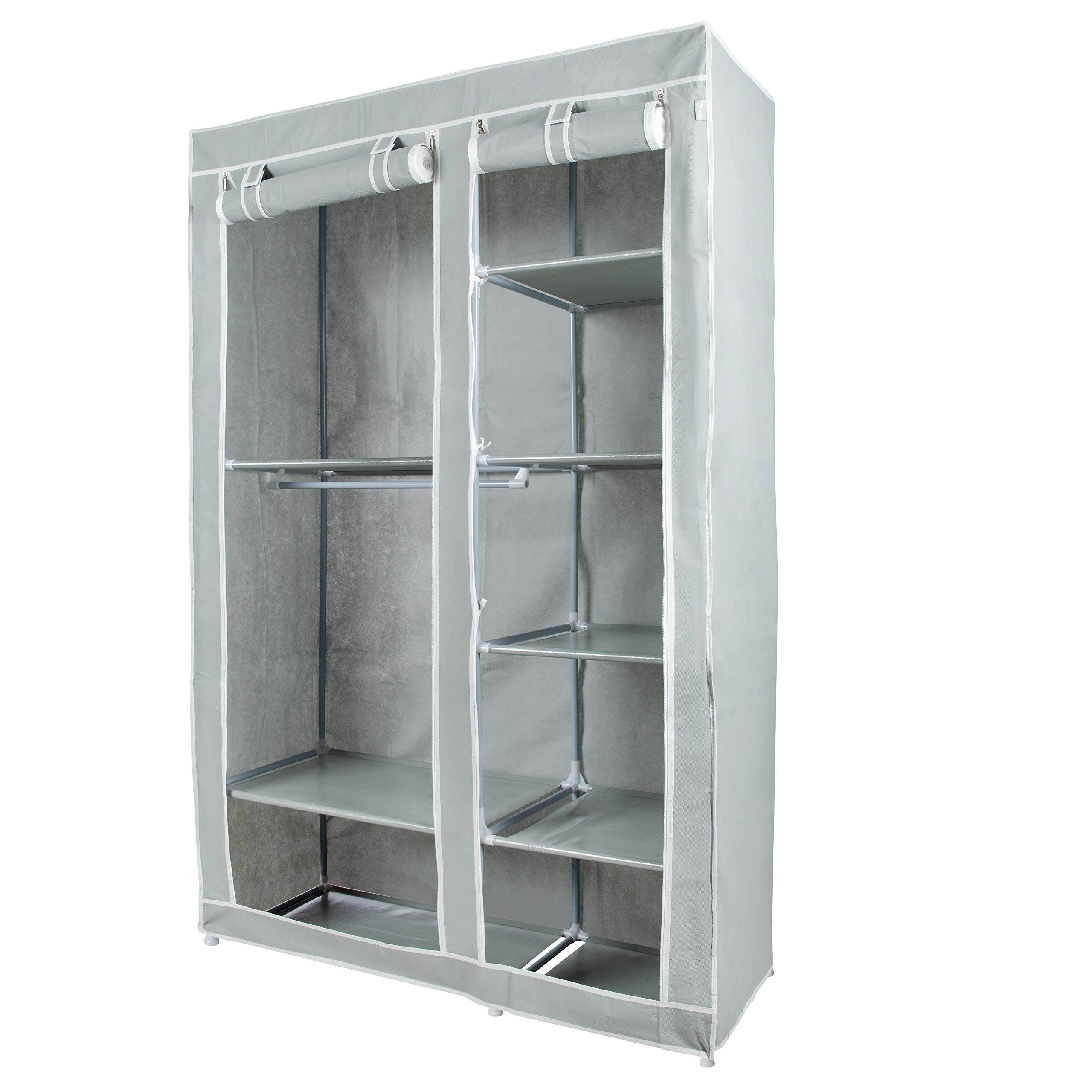 roba Armadio in Tessuto Little Stars 175 x 110 x 45 cm 6 Scomparti Grigio
