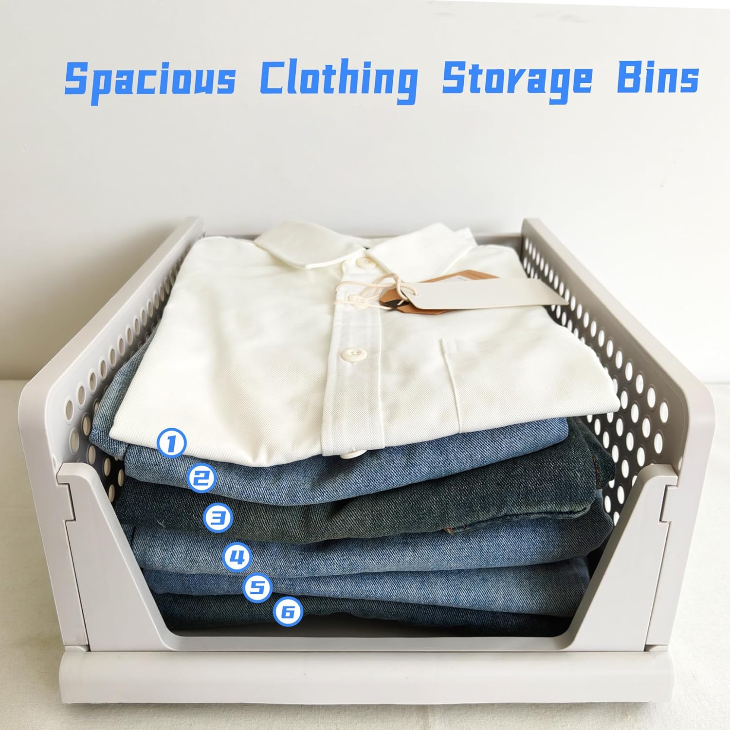 4 Pack Stackable Closet Organizer & Clothes Storage Bins - Closet organizers and storage,Space-Saving Organizers for Clothes, storing Coats, Suits, Jackets, Shirts, T-shirts in small spaces
