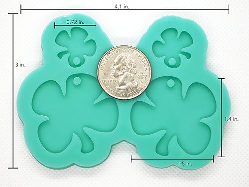 Miniatura 5 de Aretes de trébol de cuatro hojas, molde de resina, aretes del día de San Patricio, aretes colgantes de trébol, moldes de silicona, moldes de