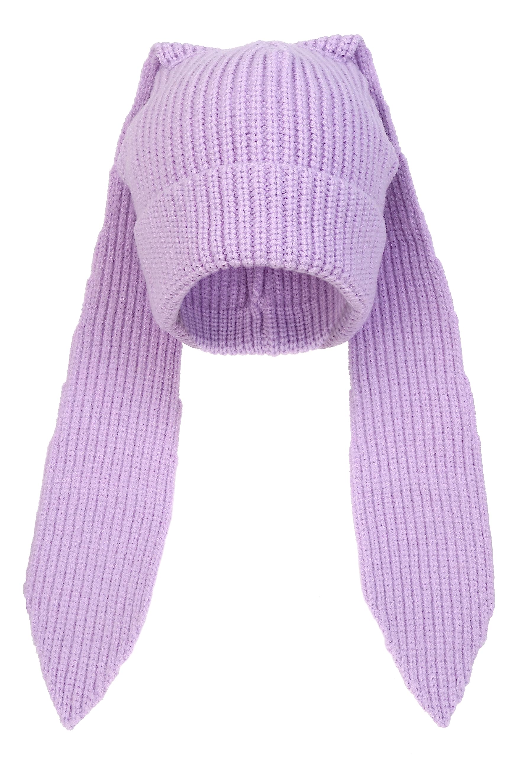 Knit Beanie Hats Cute Bunny Long Ears Funny Hat Fluffy Winter Cap Warm Knit Rabbit Crochet Skull Cap Outdoor Slouchy Hat