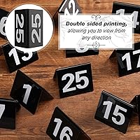 Vista 3 de Sintuff Números de mesa 1-25 números de mesa de acrílico negro, mesa numerada de doble cara, carpas de mesa de plástico, tarjetas de números