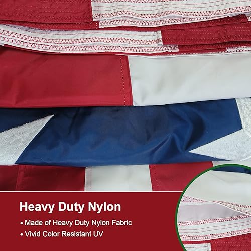 Miniatura 5 de SYII Bandera estadounidense de 15 x 25 pies para exteriores, estrellas bordadas de lujo y rayas cosidas de doble costura, poliéster resistente con