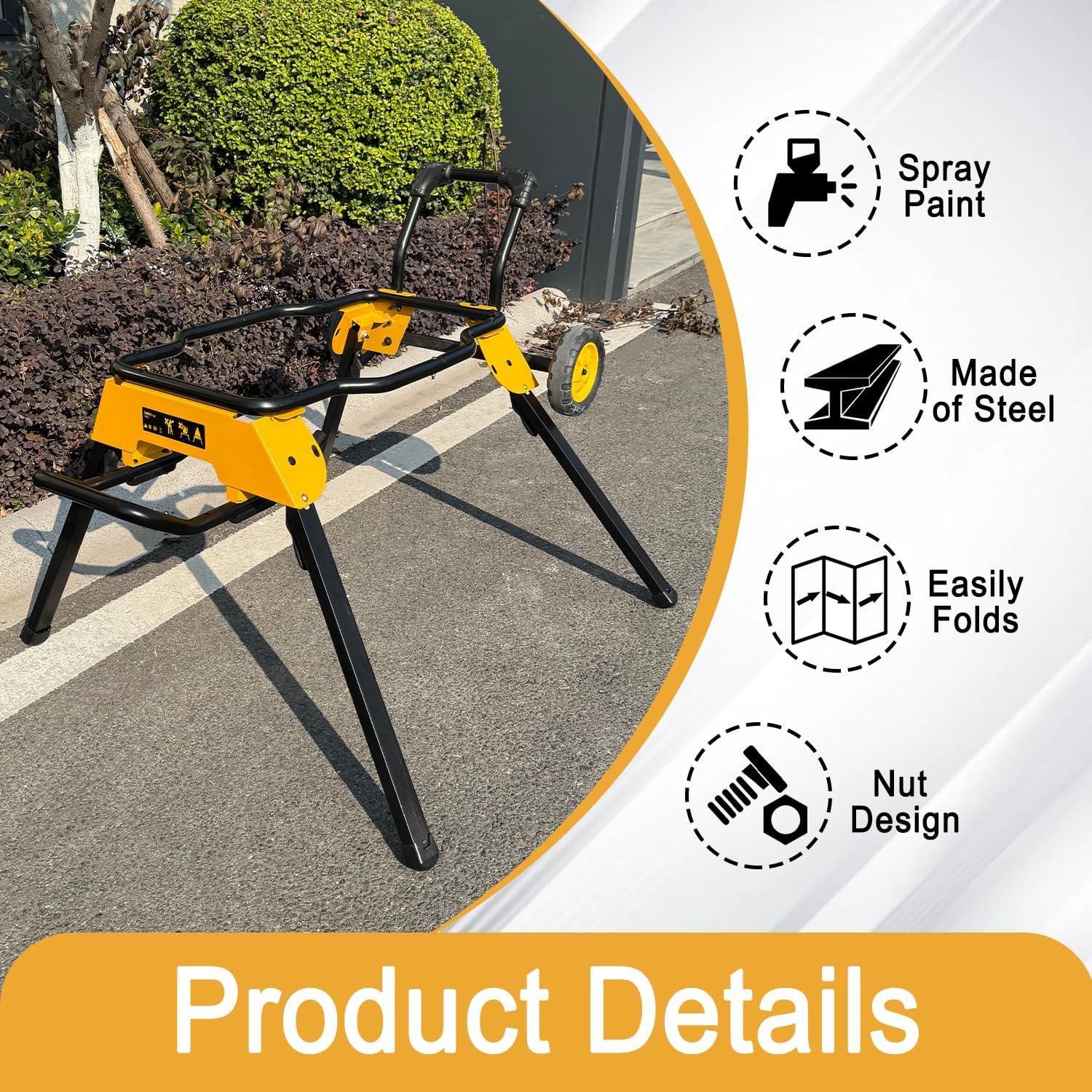Rolling Table Saw Stand,Table saw stand,Heavy Duty & Compact – Easy Transport, Compatible with DEWALT DW744, DW745, and Other Table Saws Replace OEM NO. DWE74911