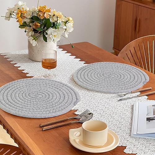 Miniatura 6 de Salvamanteles de 7 pulgadas para platos calientes, 4 ollas y sartenes calientes, juego de almohadillas calientes resistentes hechas a mano,