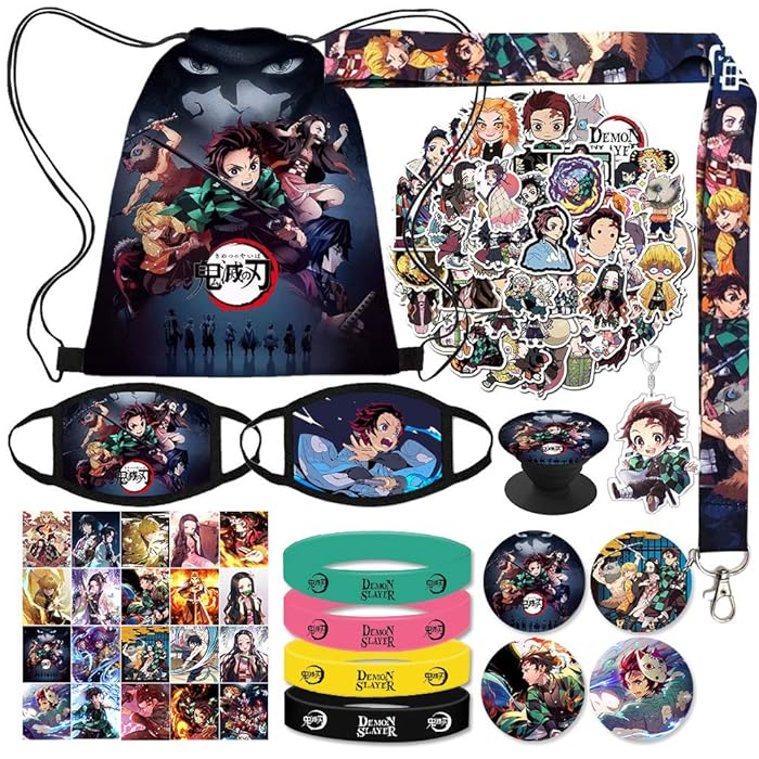 Buy Demon Slayer Manga Gift Set, Including Drawstring Bag Backpack, Face Masks, Demon Slayer