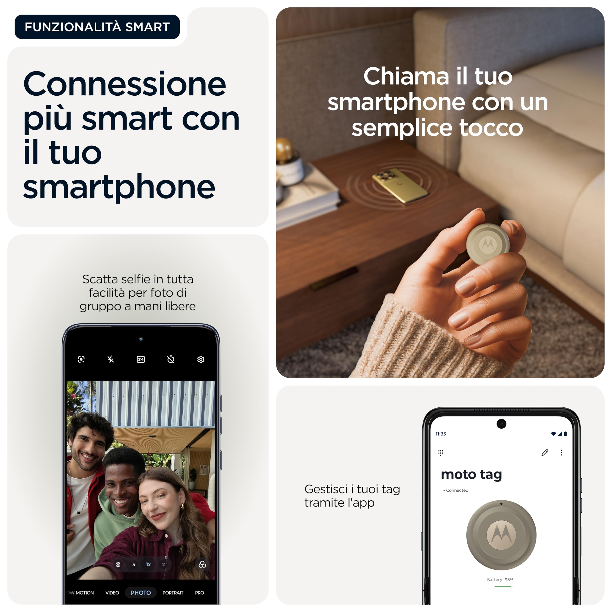 Motorola Moto Tag 2, Tracker Android™, Bluetooth Channel Sounding + UWB, Protezione IP68, Batteria Lunga Durata, Pantone Laurel Oak