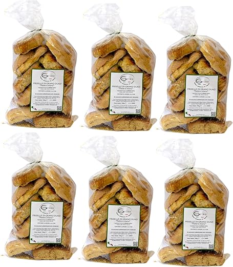 Artisan Durum Wheat Friselle, Typical Apulian Products, 6 Packs of 700 g, Bakery Products