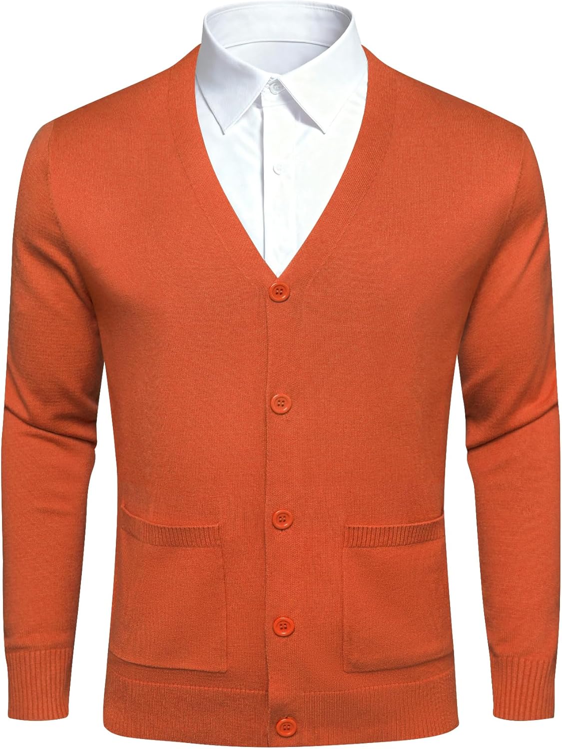 Barry.Wang Mens Cardigan Sweater Long Sleeve Casual V Neck Solid Knitwear Cardigans with Pockets Business Weekend - Image 6