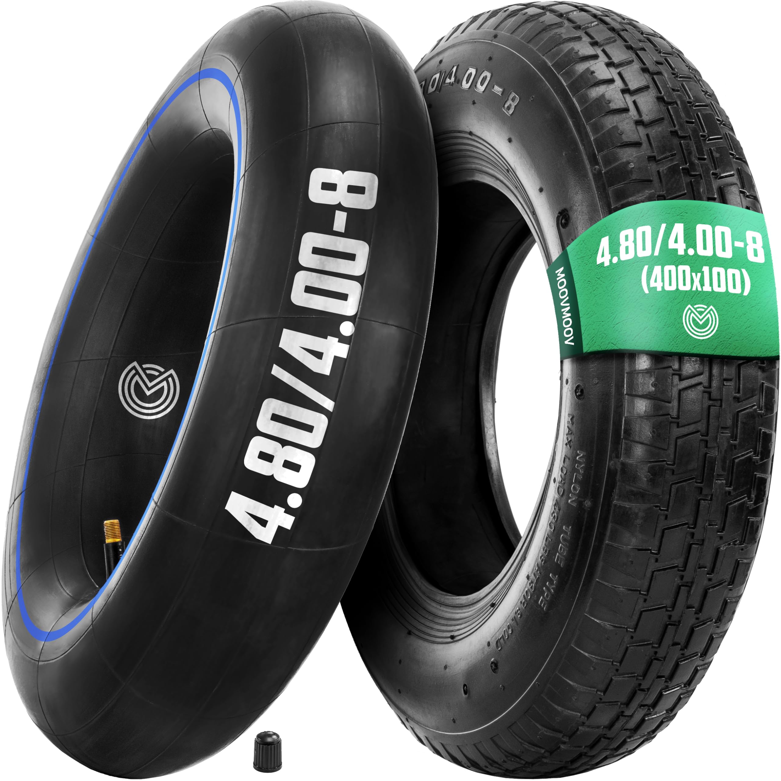 MOOVMOOV Pneumatico 4.80/4.00-8 con Camera d'aria Valvola Diritta TR13 - Gomma per Carriola Rinforzata 400x100 - Installazione Semplice e Veloce - Compatibile con Ruota 4.80 4.00-8 - Non Highway Speed