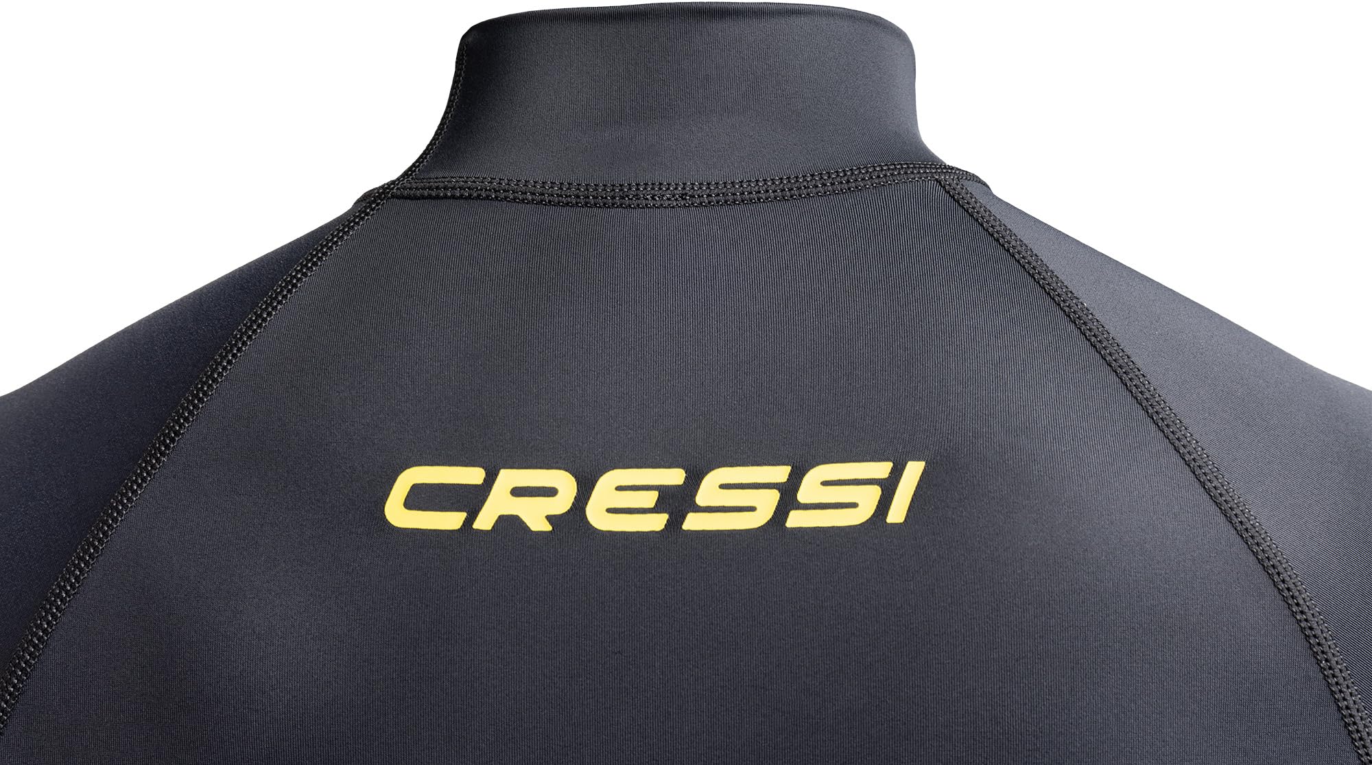 CRESSI since 1946 - Sentinel Man - Short Sleeve Rash Guard UPF 50+ Sun Protection Quick Dry Swimming, Surfing, Diving, Fishing, Beach, Pool and Water Sports - Black/Yellow - S/2 - Men's