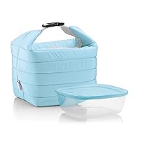 Guzzini Set Borsa Termica con Contenitore Salvafreschezza On The Go, Blu Opaco, Borsa 22 x 18 x h22 cm, Contenitore 19.6 x 19.6 x h7 cm, 1400 cc