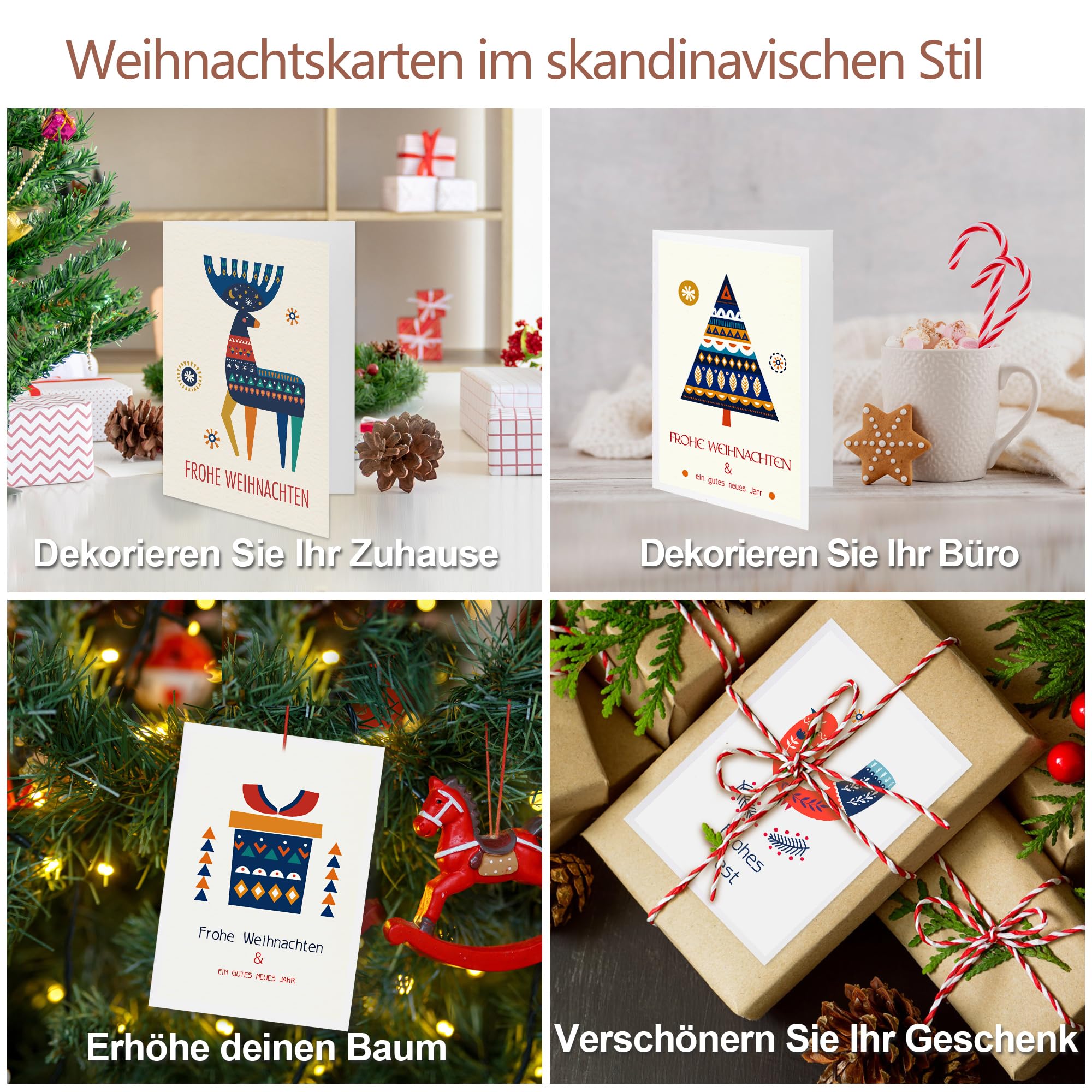 AmzLinkal Weihnachtskarten-Set – 36 Karten Mit Umschlägen | Vielseitige Grüße Für Festtage | WHK-U5