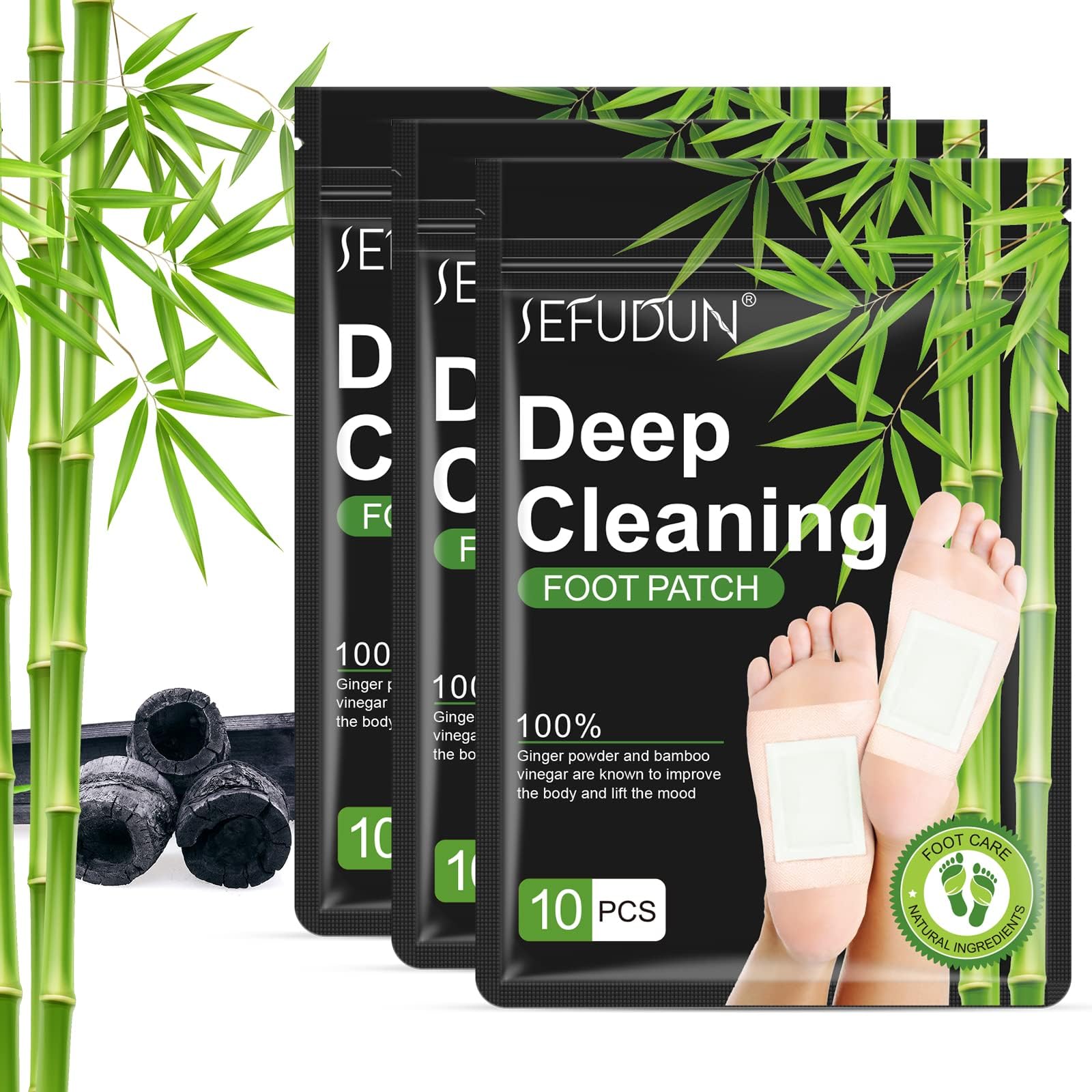 BDBFZCFP 30PCS Deep Cleansing Foot Pads, Adhesive Sheets for and Body Care, Natural Bamboo Vinegar Ginger Powder Pads Relieve Stress, Improve Sleep, Remove Dampness