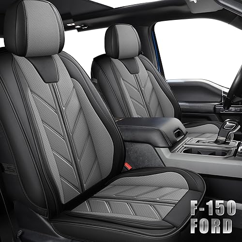 Fundas de asiento de camión compatibles con Ford F-150 2009-2024 XL XLT Lariat King Ranch Platinum Tremor Pickup, protector de cojín de piel