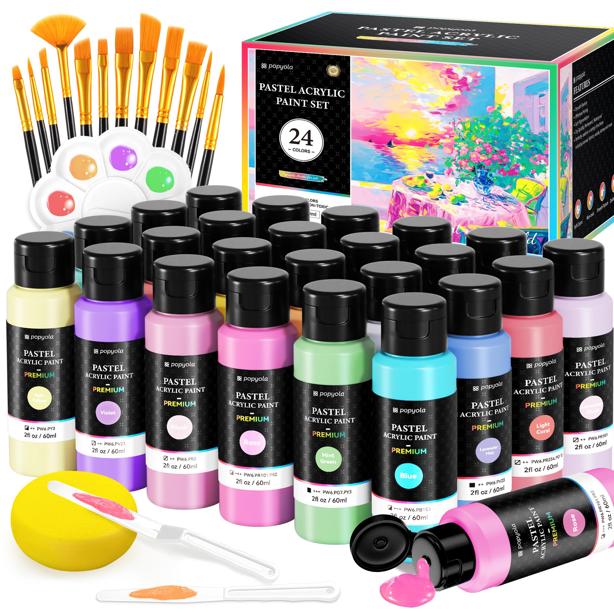 POPYOLA Pastel Acrylic Paint Set