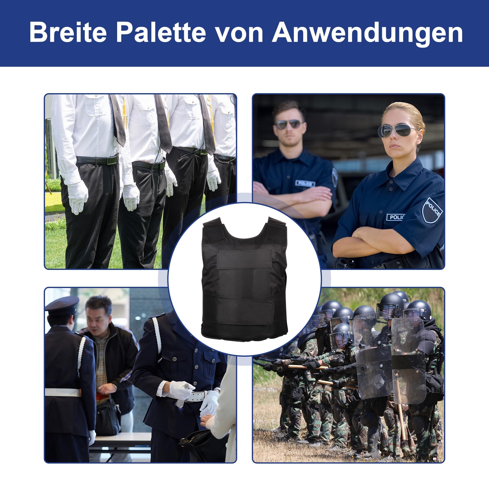 aleawol Stichschutzweste mit Abnehmbare Manganstahlplatte, Front-und Back Körperschutzweste, Einstellbar Stichhemmende Weste für Körper zu Schützen