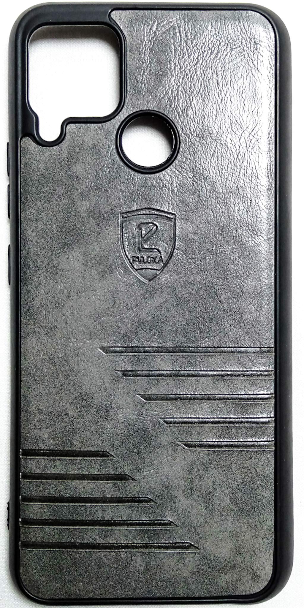 WE3PLUS Mobile Accessories Phone Case for Realme C12, C15, Narzo 20 Artificial Leather | with Camera Protection Back Cover (Realme C12, C15, Narzo 20, Faux Leather, Grey)