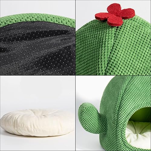 Miniatura 3 de Bonita cama para gatos, cama para gatos de interior, cama de cactus para gatos, tienda de campaña con almohada extraíble y lavable, cama suave para