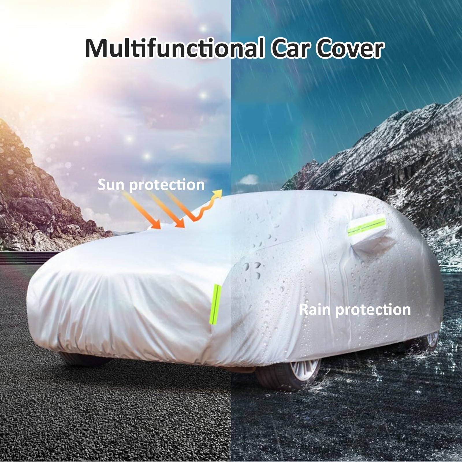 Funda Coche Exterior para Junior Elletrica Speciale 2024 Cubierta Coches a Prueba de Polvo,Sol Lluvia UV Protección para Todo Clima con Cremallera y Forro de Algodón(Plateado)