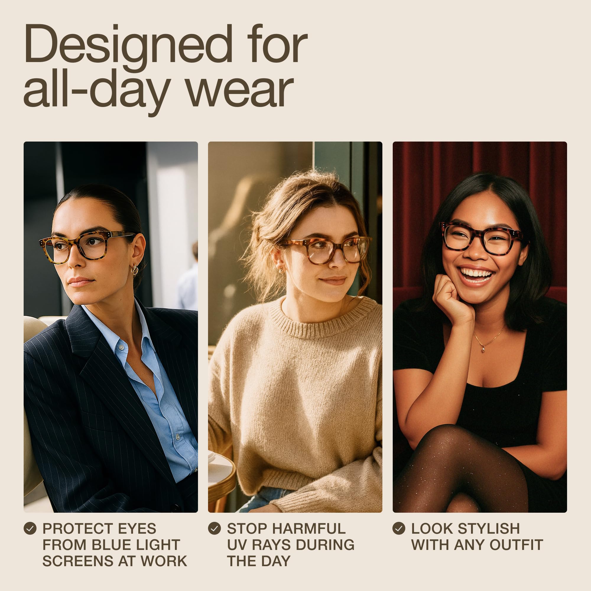 miyya Oversized Blue Light Glasses For Woman, Fashion, Screen Computer Screen, Okulary bez recepty dla kobiet